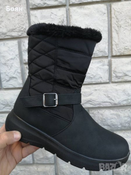  Дамски ботуши апрески с топъл хастар в черно., снимка 1