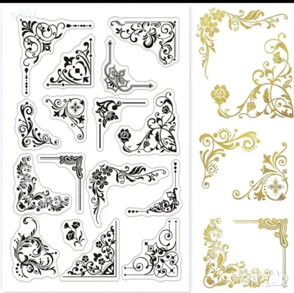 винтидж ъгли ъгъл силиконов гумен печат декор украса бисквитки фондан Scrapbooking, снимка 1