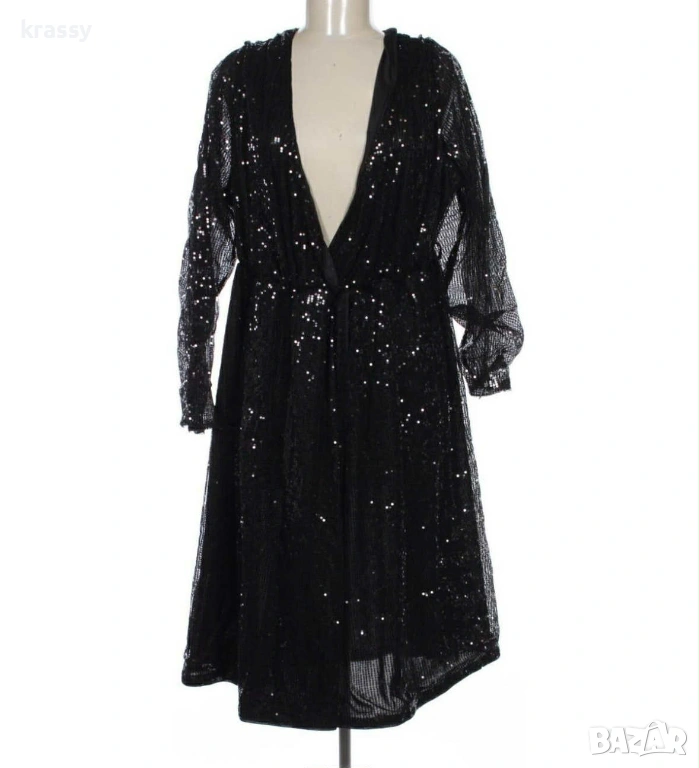НОВА елегантна голяма дамска рокля с пайети (размер 3ХЛ), снимка 1