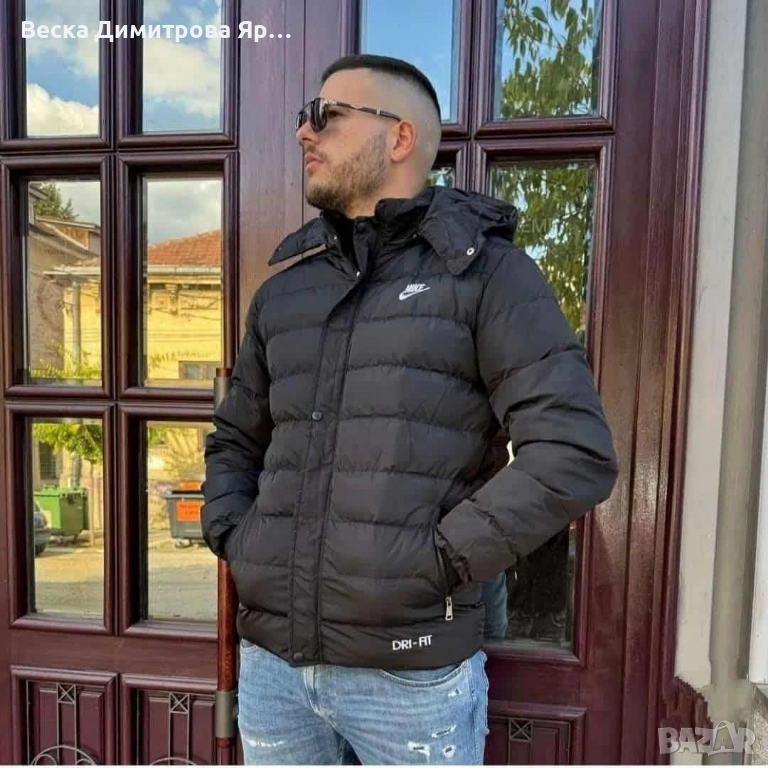 Мъжко зимно яке Бродирано лого Сваляща се качулка, снимка 1