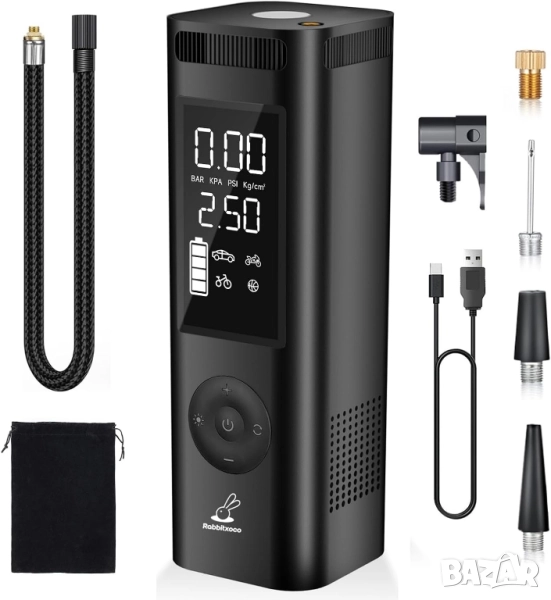 Преносим Компресор за Гуми, Цифрова Интелигентна Помпа с Бързо Зареждане, снимка 1