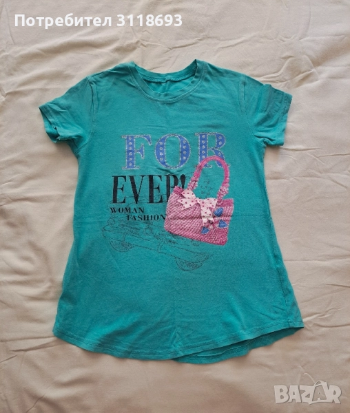 Момичешка тюркоазена тениска, снимка 1