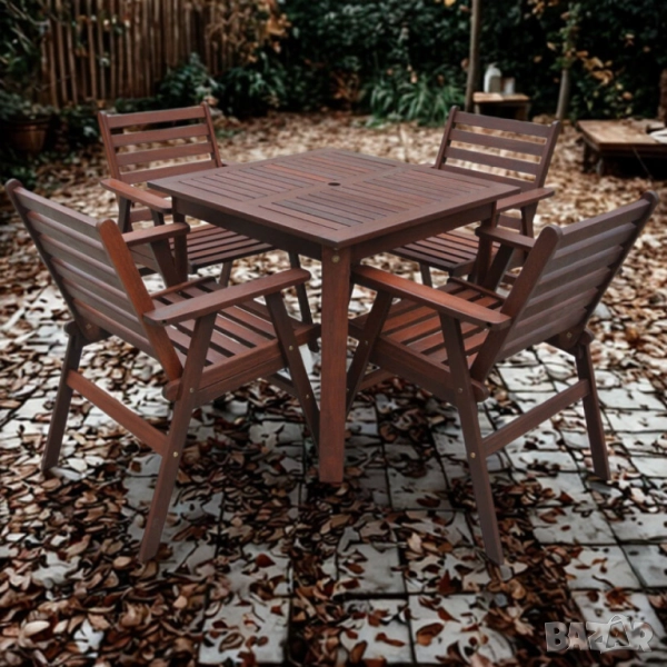 Градински комплект Tirora Muhler Meranti - 5 части, дърво, снимка 1