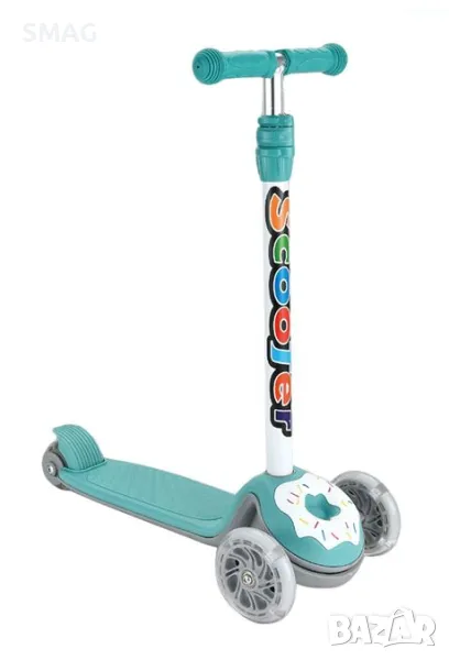 Тротинетка цвят верман с 3D дизайн на поничка и LED осветени колела S_1213231, снимка 1