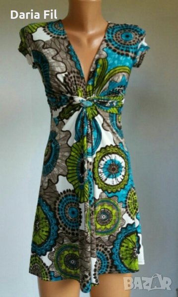 Супертънка и лека рокличка в зелени цветове ХС размер, снимка 1