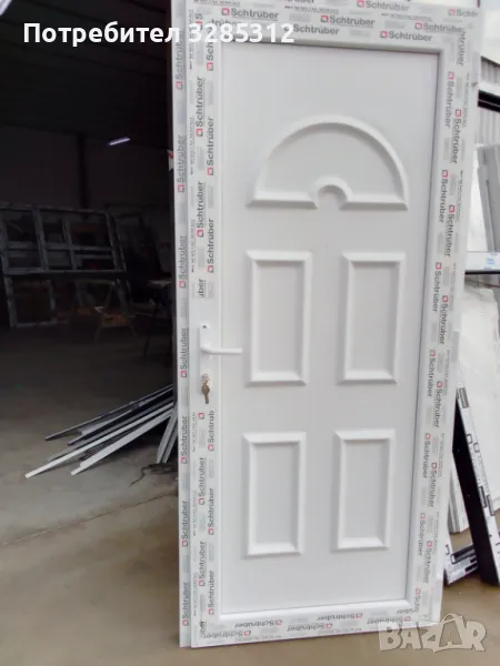 ВХОДНА БЯЛА ПВЦ ВРАТА:    90/200см, снимка 1