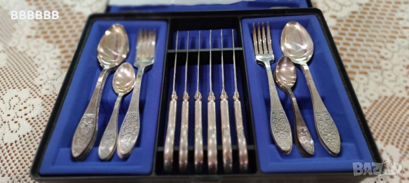 Старинен Руски Посребрен Сервиз Прибори за Хранене , снимка 1