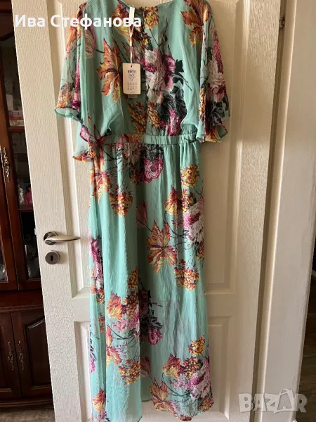 wow нова  етикета дълга елегантна разкошна ефирна рокля флорален принт цветя Хл XL размер, снимка 1