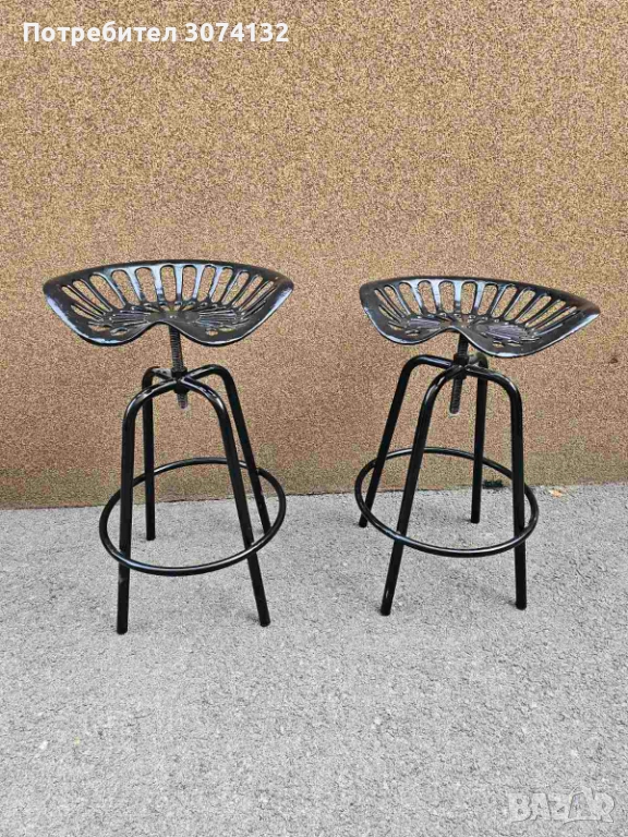Метални ретро бар столове с регуриране на височината, снимка 1
