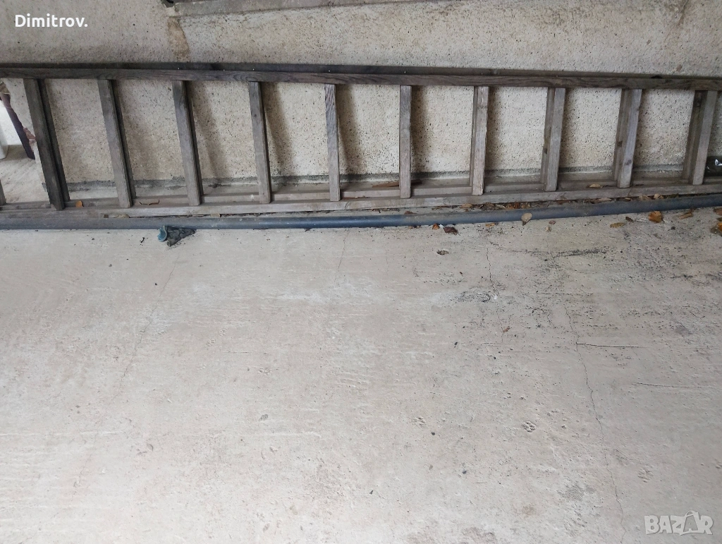 Дървена масивна голяма градинска двойна стълба 4метра., снимка 1