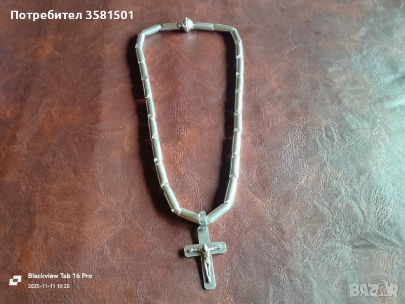 163/Сребърн Синджир със Кръст-98грама.🇧🇬, снимка 1