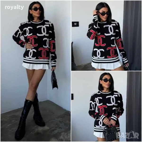 Пуловер черен CH🅰️NEL с обло деколте, снимка 1