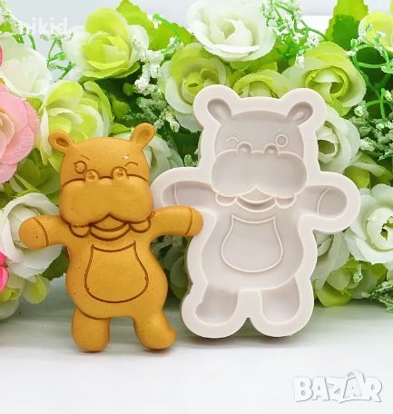 Хипопотам силиконов молд форма фондан шоколад украса гипс, снимка 1