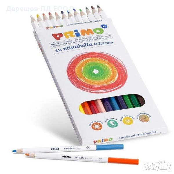 Моливи Primo 12цв. Minabella, шестоъгълни, Ø 3.8 мм графит, снимка 1