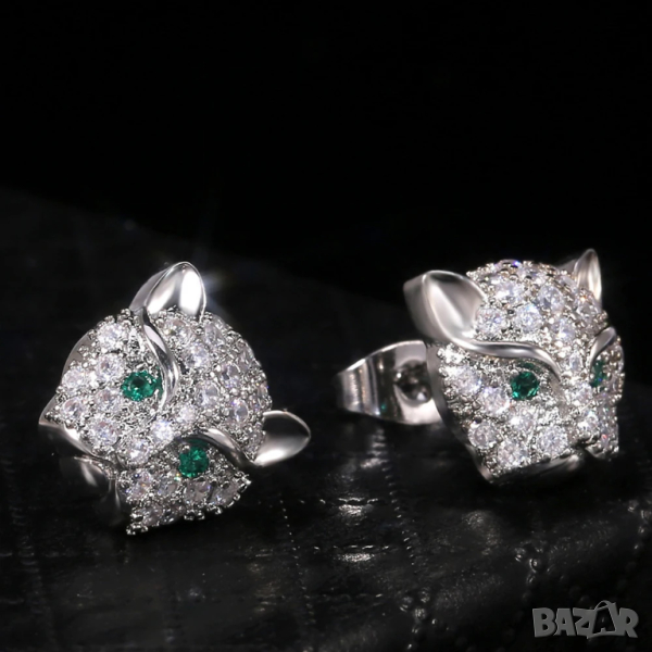 Обици Леопард със смарагд, снимка 1