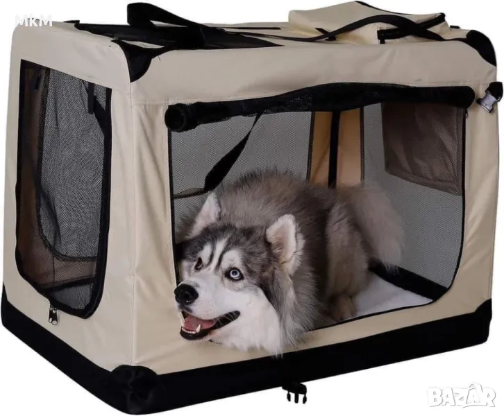 Ликвидация ! Огромна транспортна сгъваема чанта за кучета с меко килимче, снимка 1