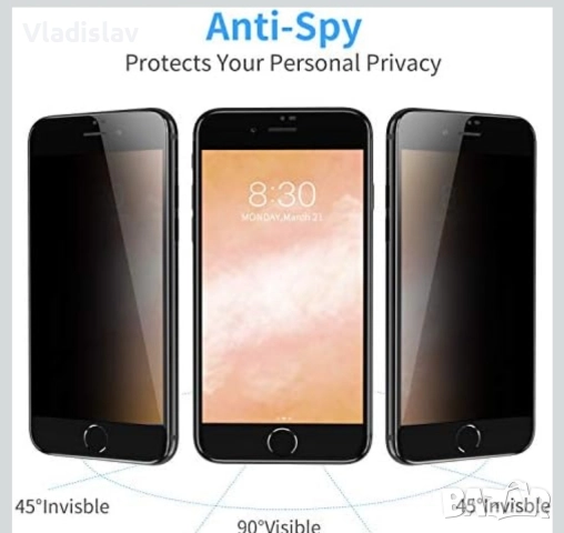 Bewahly Анти-шпионско закалено стъклено фолио за iPhone 7 Plus / 8 Plus [2 броя], снимка 5 - Калъфи, кейсове - 52775216