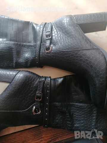 Дамски високи ботуши - черни с висок ток, снимка 5 - Дамски ботуши - 52509045