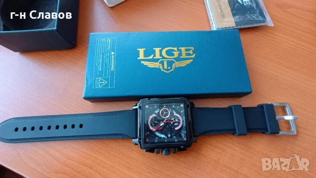 Мъжки Chronograph LIGE Black Onix, снимка 9 - Мъжки - 51655447