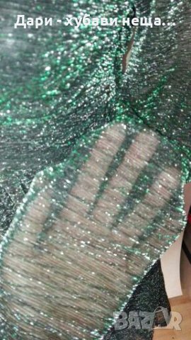 Нова рокля в зелено и сребристо ГО до 100см.🍀❤S/M,M❤🍀арт.4318, снимка 3 - Рокли - 37045843