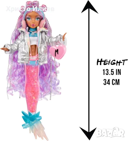 Русалка Кукла Mermaze Mermaidz с променящ се цвят на опашката и аксесоари, 34 см, снимка 2 - Кукли - 48245324