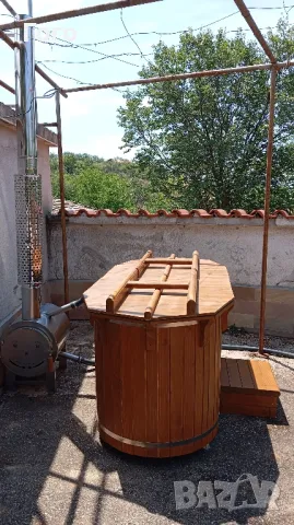 Дървено джакузи с външна печка-двуместно, снимка 7 - Басейни и аксесоари - 40592235