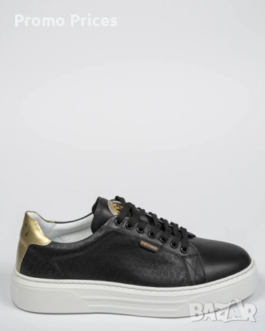 Черни обувки тип кецове H8S с лазарен принт и лого Стоичков маратонки