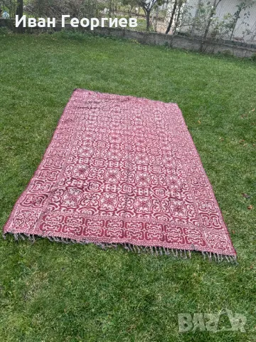 Жакардов килим 3,20х1,90 см червено и сиво