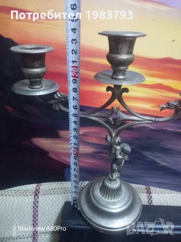 Посребрен свещник във викториански стил., снимка 3 - Декорация за дома - 50702465