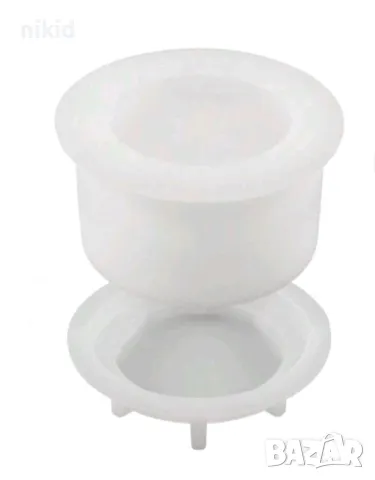 Ниска кръгла кутия с капак цилиндър буркан силиконов молд форма смола гипс шоколад свещ свещи, снимка 4 - Форми - 48170824