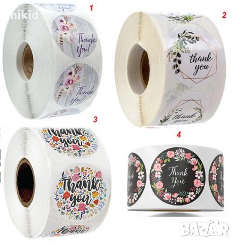100 бр Thank You пъстри малки самозалепващи лепенки стикери за ръчна изработка за подарък, снимка 4 - Други - 27205875