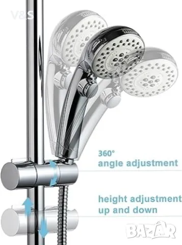 Държач за душ слушалка OFFO, регулируем диаметър 18-25 мм за плъзгаща се щанга, подвижна плъзгаща се, снимка 6 - Други стоки за дома - 49247461