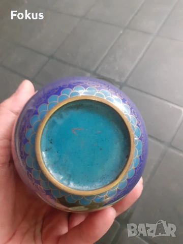 Красива ваза клоазоне бронз емайл, снимка 6 - Антикварни и старинни предмети - 53313036