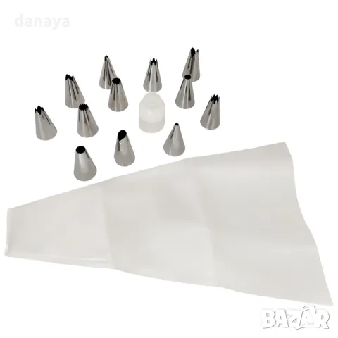 5729 Сладкарски пош с накрайници и адаптор, 14 части, снимка 2 - Аксесоари за кухня - 49245684