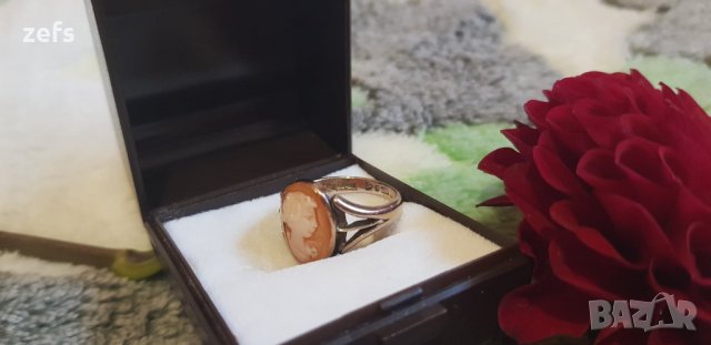 златен дамски пръстен с камея, снимка 1 - Пръстени - 26769189