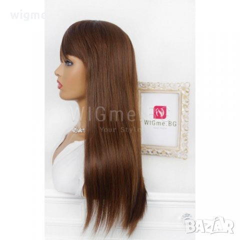 Дълга права кестенява перука с бреон Аделина, снимка 7 - Аксесоари за коса - 32378730