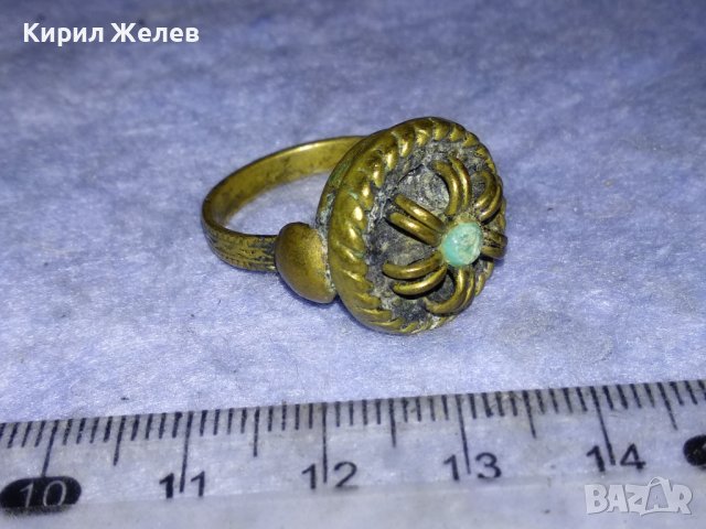 19 Век ВЪЗРОЖДЕНСКИ АВТЕНТИЧЕН ТЮРКОАЗЕН ЕТНОГРАФСКИ РЯДЪК ПРЪСТЕН РЪЧНА МАЙСТОРСКА ИЗРАБОТКА 37139, снимка 3 - Антикварни и старинни предмети - 40556433