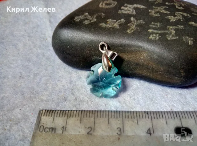 НЕЖЕН СКЪПОЦЕНЕН АРТ МЕДАЛЬОН ФАСЕТИРАН СИН КРИСТАЛ с БЯЛА ПОЗЛАТА 18KGP 29705, снимка 5 - Колиета, медальони, синджири - 48829796