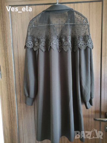 Официална дълга черна туника с дантела на раменете  , снимка 3 - Туники - 40626857