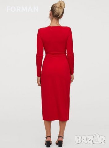 Дълга червена рокля с дълбоко деколте, снимка 3 - Рокли - 37852182