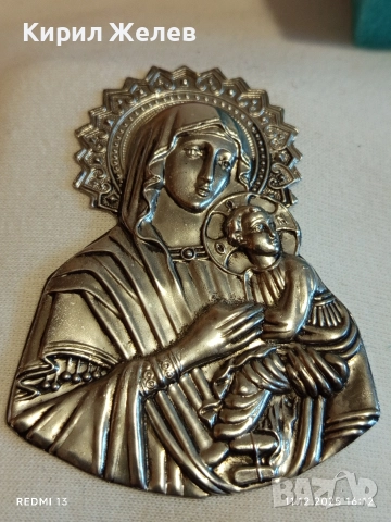 СРЕБЪРНА ИКОНА ДЕВА МАРИЯ и МЛАДЕНЕЦА ИСУС МНОГО КРАСИВА 50766, снимка 2 - Други ценни предмети - 52737761