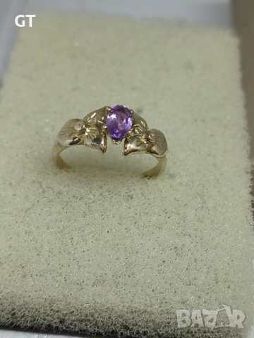 Сребърен 925 пръстен с естествен аметист, снимка 4 - Пръстени - 53573092