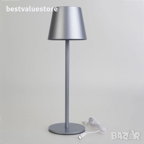 LED Настолна Лампа Безжична Сребриста Ip44, снимка 2 - Настолни лампи - 43611836