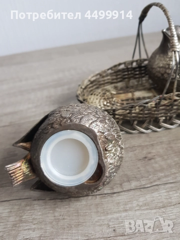 Комплект посребрени солници пилета в кошничка, снимка 4 - Антикварни и старинни предмети - 52913694