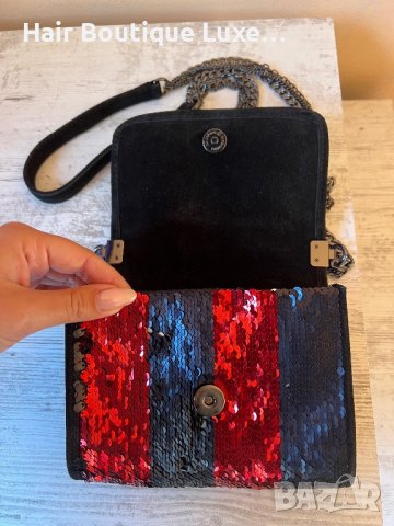 ZARA малка чанта с пайети,която си сменя цвета! 🤍❤️🖤🤍❤️🖤, снимка 6 - Чанти - 43845273