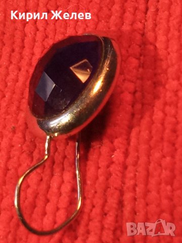 АР ДЕКО СРЕБЪРНА РЕТРО АРТ ОБЕЦА АНГЛИЯ СРЕБРО 925 с ГОЛЯМ ЮВЕЛИРНО ФАСЕТИРАН СИН КАМЪК 36409, снимка 3 - Обеци - 39637887