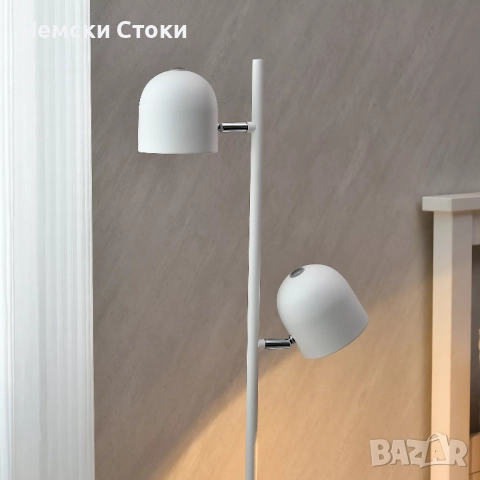 LED подова лампа с 2 крушки, до макс. 450 лумена, плавно димируема, въртящи се на 180° абажури, снимка 3 - Лед осветление - 52282754