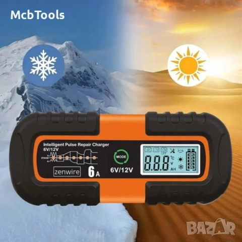 Зарядно за акумулатор 6A / 6-12V SMART, снимка 4 - Аксесоари и консумативи - 53461840