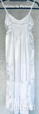 Дълга бяла рокля тънък памук Италия, снимка 8 - Рокли - 51026617