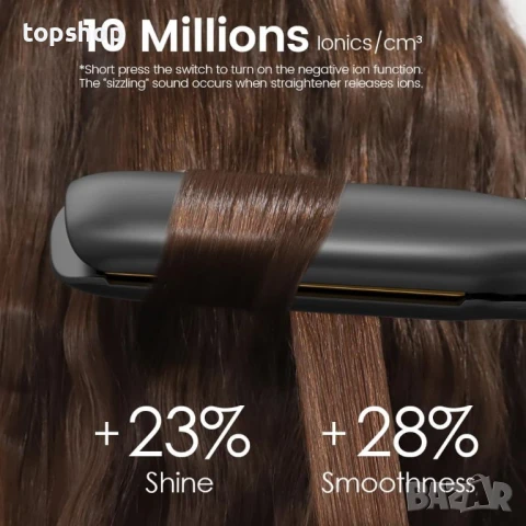 Faszin Йонна преса за коса 2 в 1 с бързо нагряване 20S, титаниева плоча, LCD дисплей, каменно сиво, снимка 7 - Преси за коса - 50569492